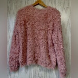 Lucca Fiora Fuzzy Sweater Blush Pink Size Large, EUC